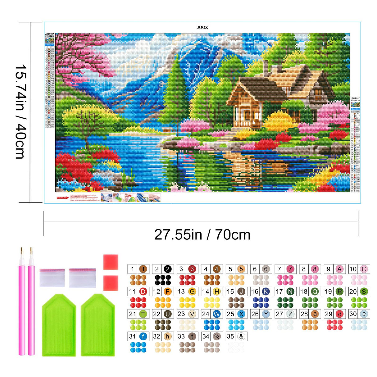 JOOZ Large Landscape Diamond Art Kits for Adults - 5D Extra Large Lake House Diamond Painting, DIY Full Drill Mountain Landscape Diamond Art Painting Kits, Gem Art Kits for Wall Decor 27.5x15.7 Inch JOOZ