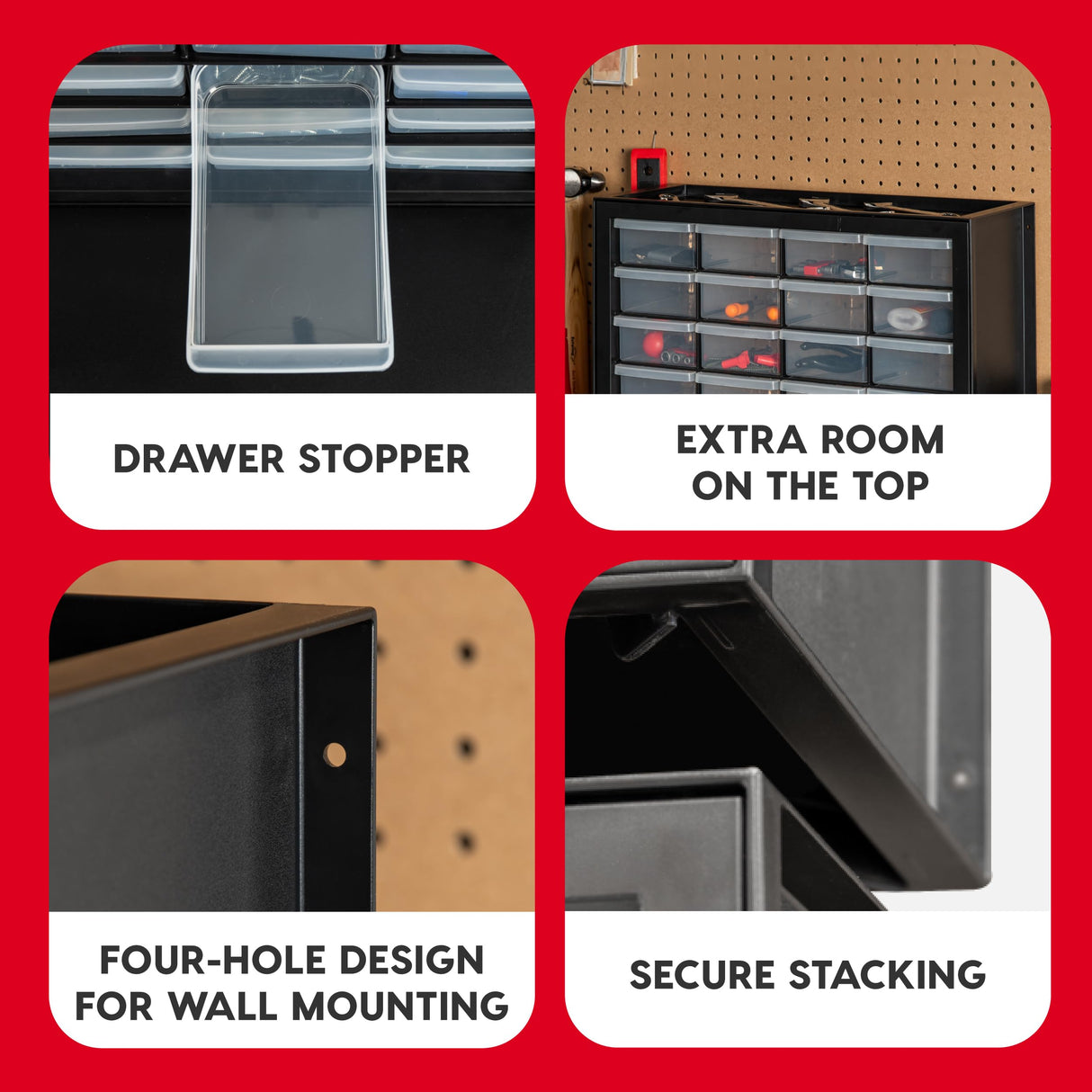 IRIS USA Plastic Storage Drawers, 24-Drawer, Stackable Small Parts Organizer Cabinet for Hardware Screw Nuts and Bolts Sticker Bead Balloon Building Bricks, Teacher Toolbox Garage Storage Bins, Black Iris Ohyama