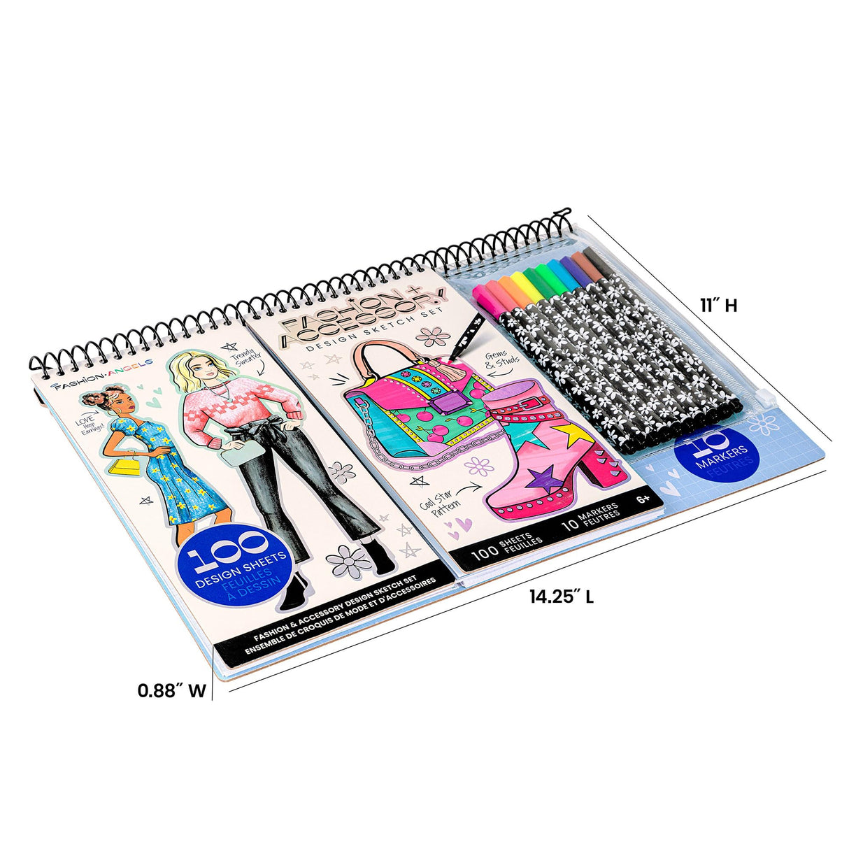 Fashion Angels Fashion & Accessory Design Sketch Set, Includes Sketch Pad with Stickers & Markers, Ultimate Fashion Design Sketch Book for Girls Fashion Angels