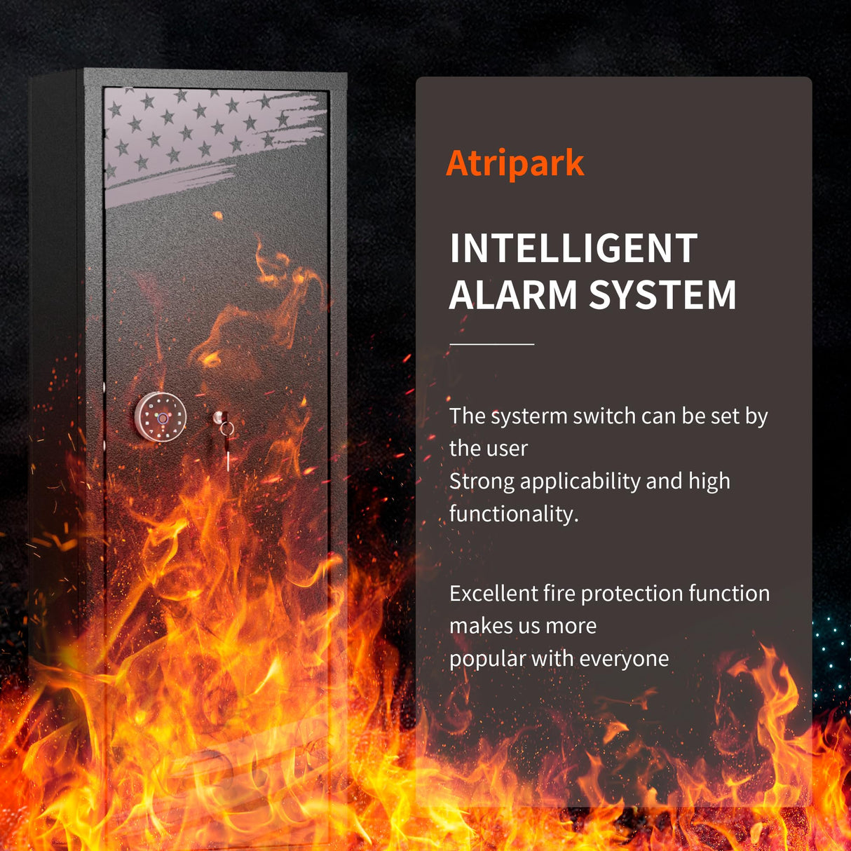 INTERGREAT 12-14 Rifle Gun Safe for Home Rifle and Pistols, Gun Safes for Rifle and Shotguns, Fingerprint Gun Cabinet with 3 Adjustable Shelves, Flag Design, Quick Access, Pockets INTERGREAT