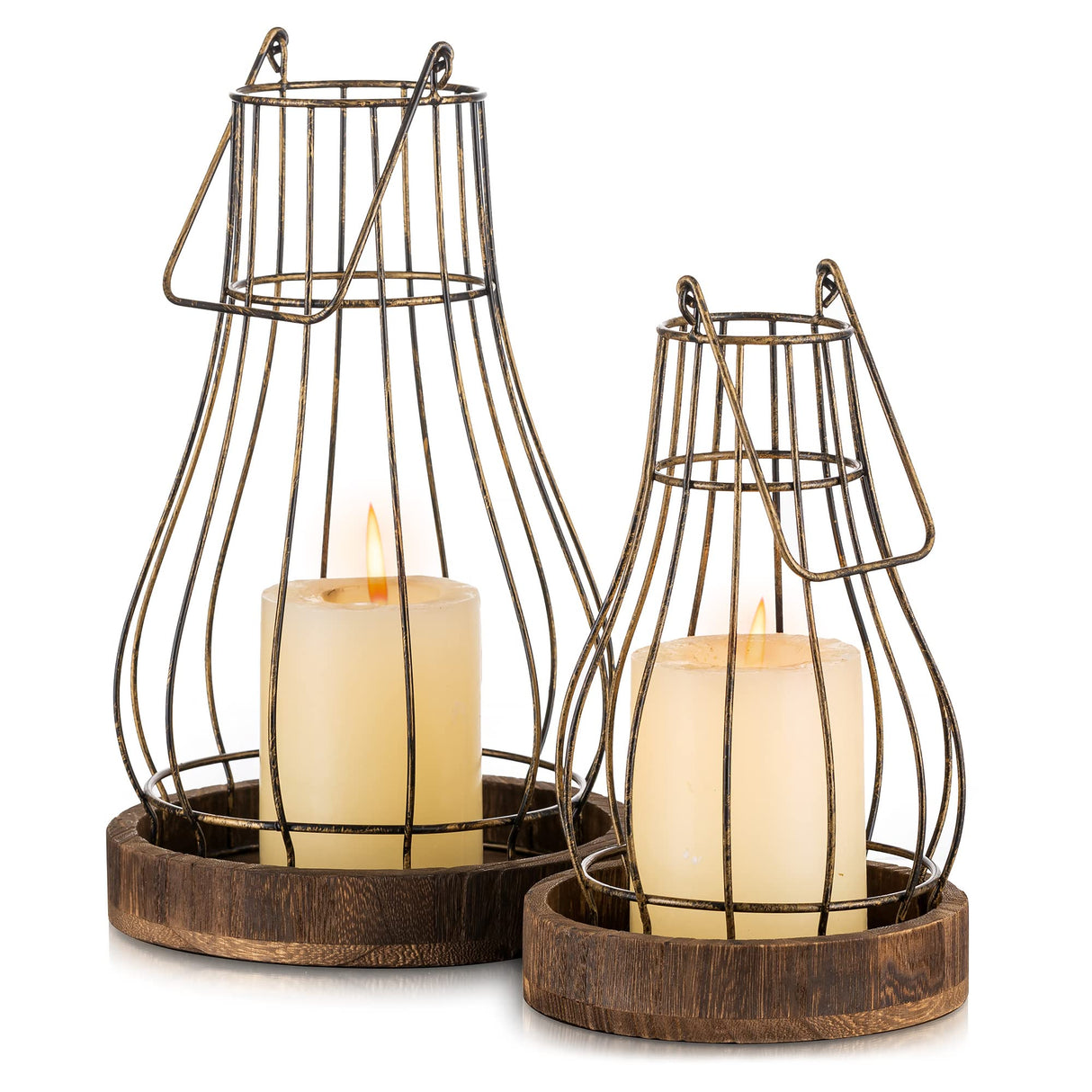 Romadedi Lantern Farmhouse Home Decor - Rustic Candle Holders Decorative Lanterns for Candle Living Room Kitchen Dining Coffee Table Fireplace Mantle Outdoor Romadedi