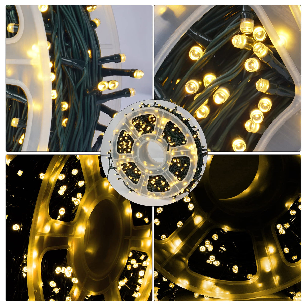 FUNPENY 164FT 500 LED Christmas Indoor Outdoor Decorative String Lights, 8 Modes Waterproof Green Wire LED Fairy Light for Christmas Party Wedding Garden Home Decoration (Warm White) FUNPENY