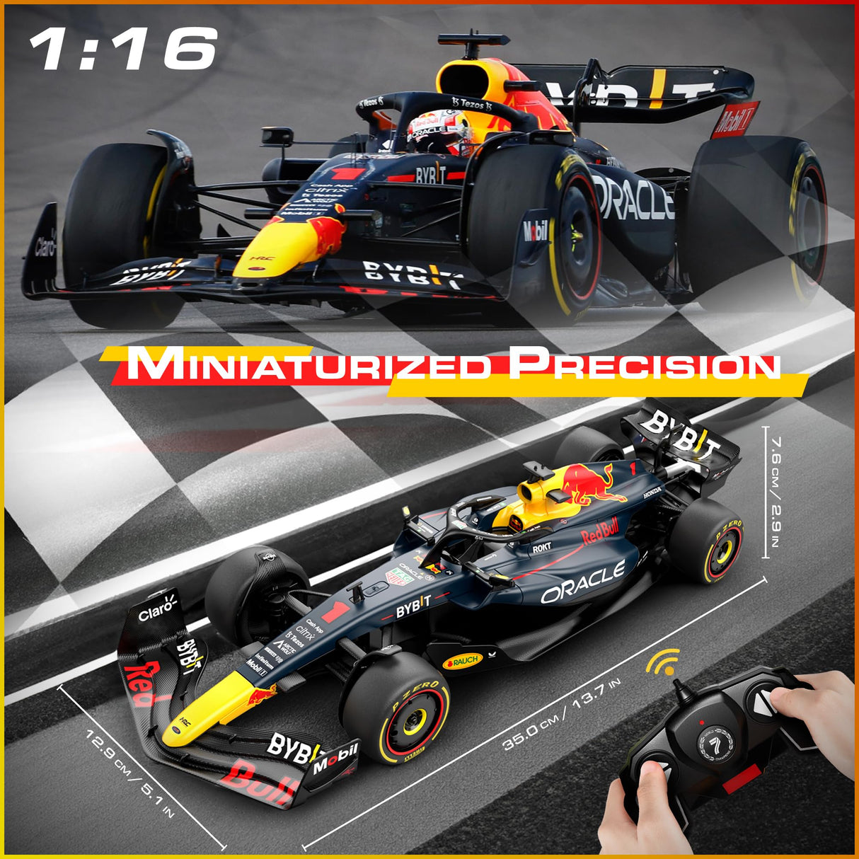 Voltz Toys Licensed Red Bull F1 RB19 RC Car Building Kit 1/16 Scale Supercar Assembly Set with Remote Controller, Licensed Model, 55 Pieces, STEM Kits for Kids and Adults, Ages 8+ (RedBull RB19) Voltz Toys