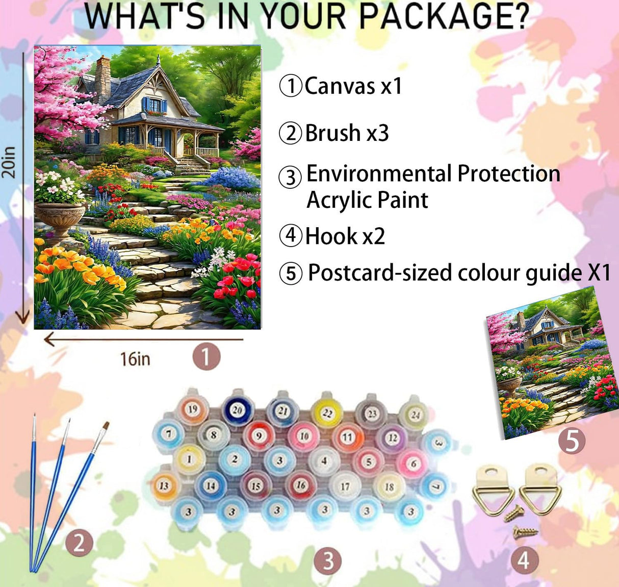 Arttoplus Landscape Paint by Numbers Kit for Adults-Garden Paint by Numbers Kits for Adults Canvas,Landscape Adult Painting by Numbers for Gift Home Wall Decor(16x20inch) Arttoplus