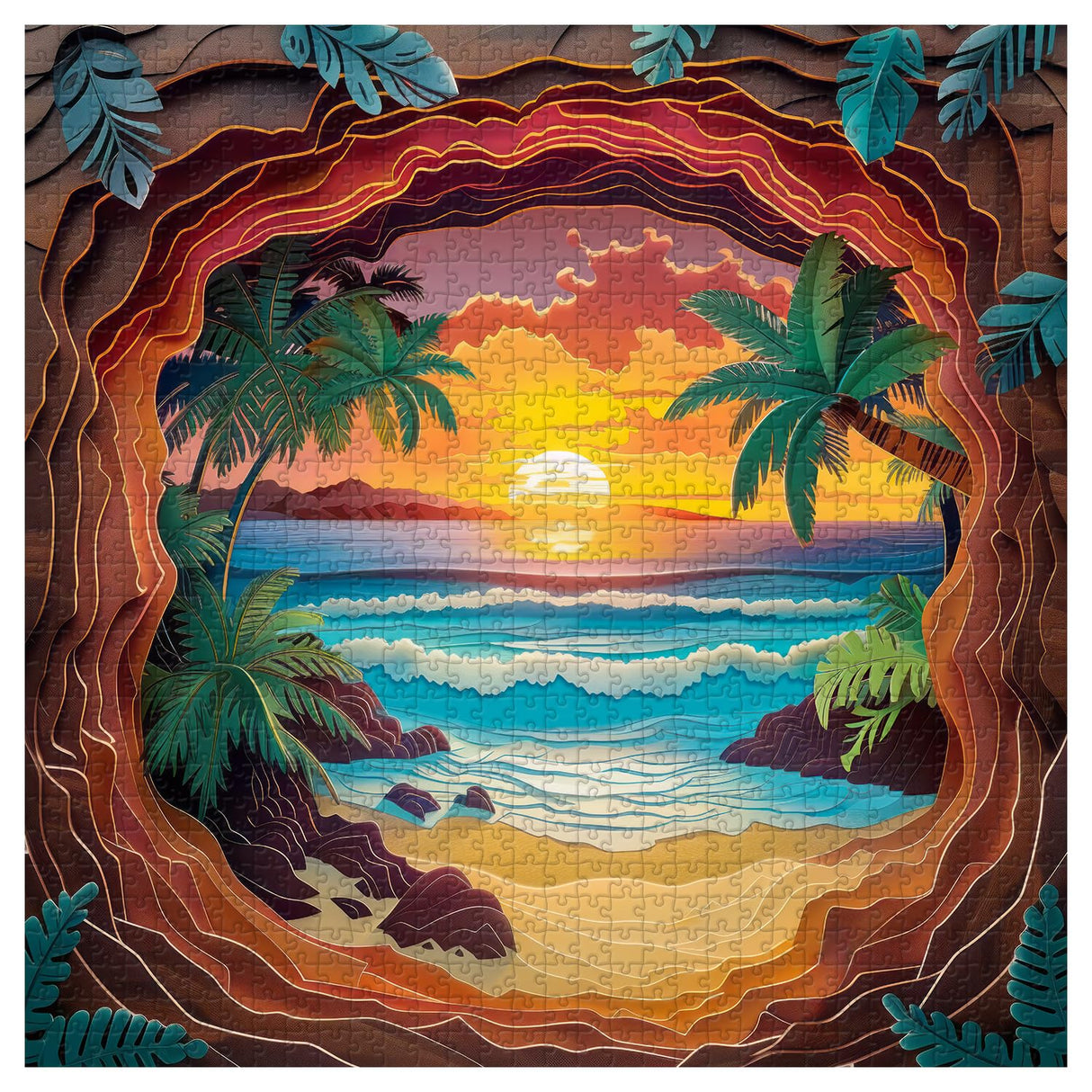 PICKFORU Beach Puzzles for Adults 1000 Pieces, Summer Sunset Puzzles Challenging Puzzle, Difficult Puzzle as Home Decor PICKFORU