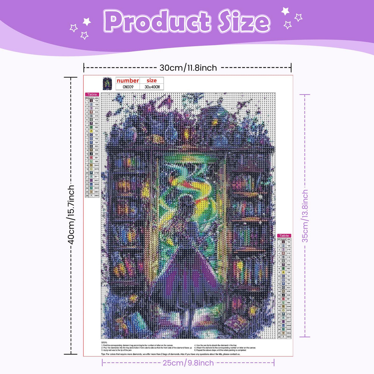 NEWENMO Magic Book Diamonds Painting Kits for Adults Beginner, DIY 5D Princess Diamond Art Paint with Round Diamonds, Full Drill Gem Art Diamonds Art Painting for Home Wall Decor 12x16 Inch NEWENMO