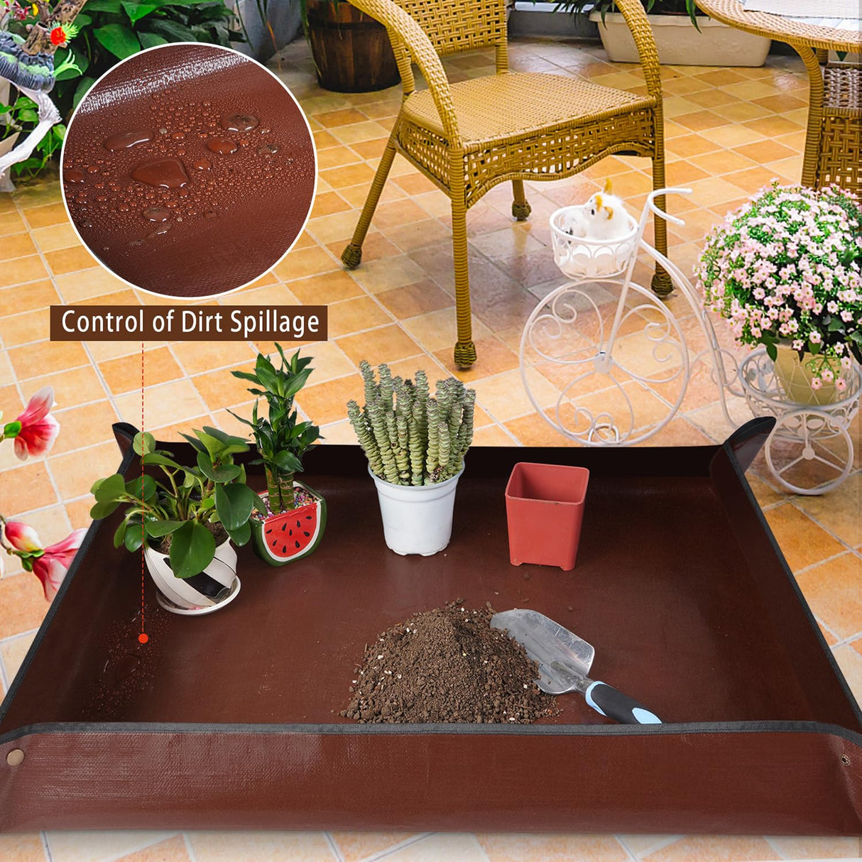 HNXTYAOB 39"x 31" Large Repotting Mat for House Plant Transplanting and Potting Soil Control Portable Gardening Tray Plant Gifts for Plant Lovers HNXTYAOB