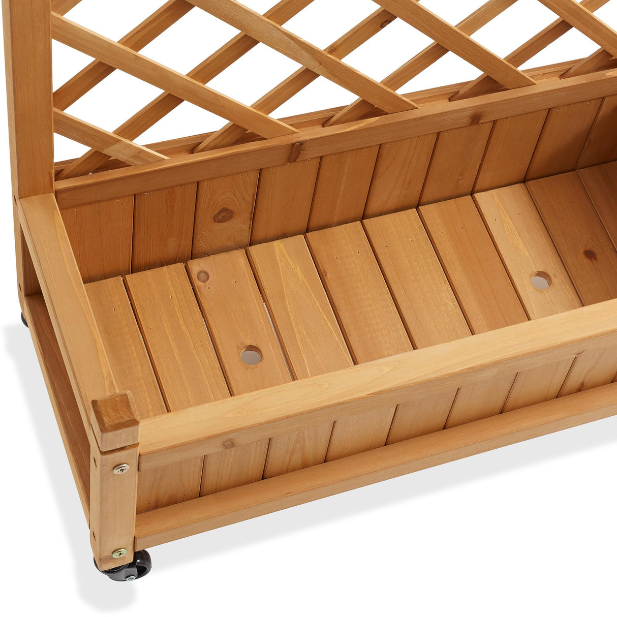 Casafield Climbing Planter Raised Garden Bed with Trellis - 48" Wooden Diamond Lattice Box Planter Stand with Wheels for Outdoors Casafield
