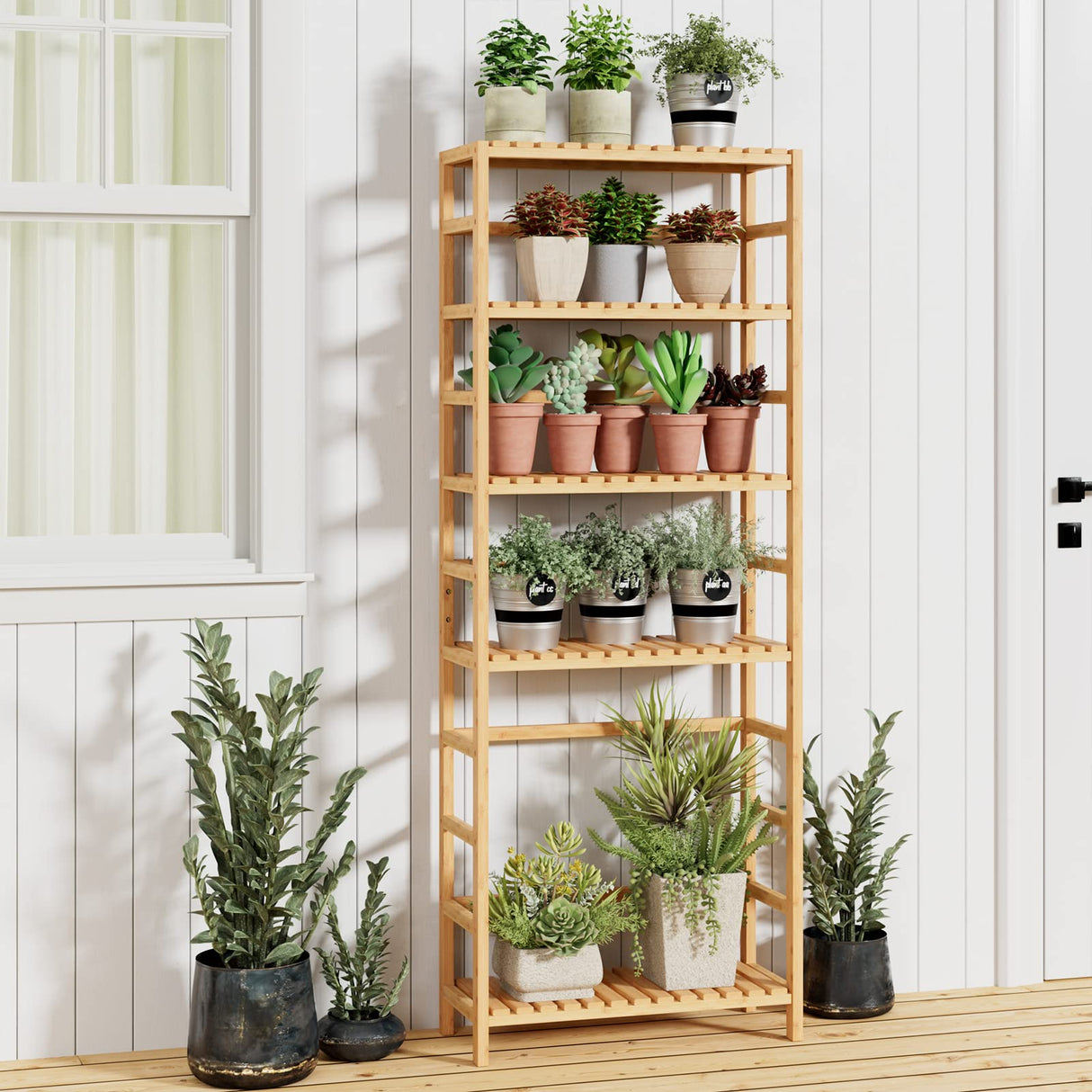 Bamjoy 6-Tier Bamboo Storage Shelf - Stylish and Versatile Tall Unit for Home and Office Bamjoy