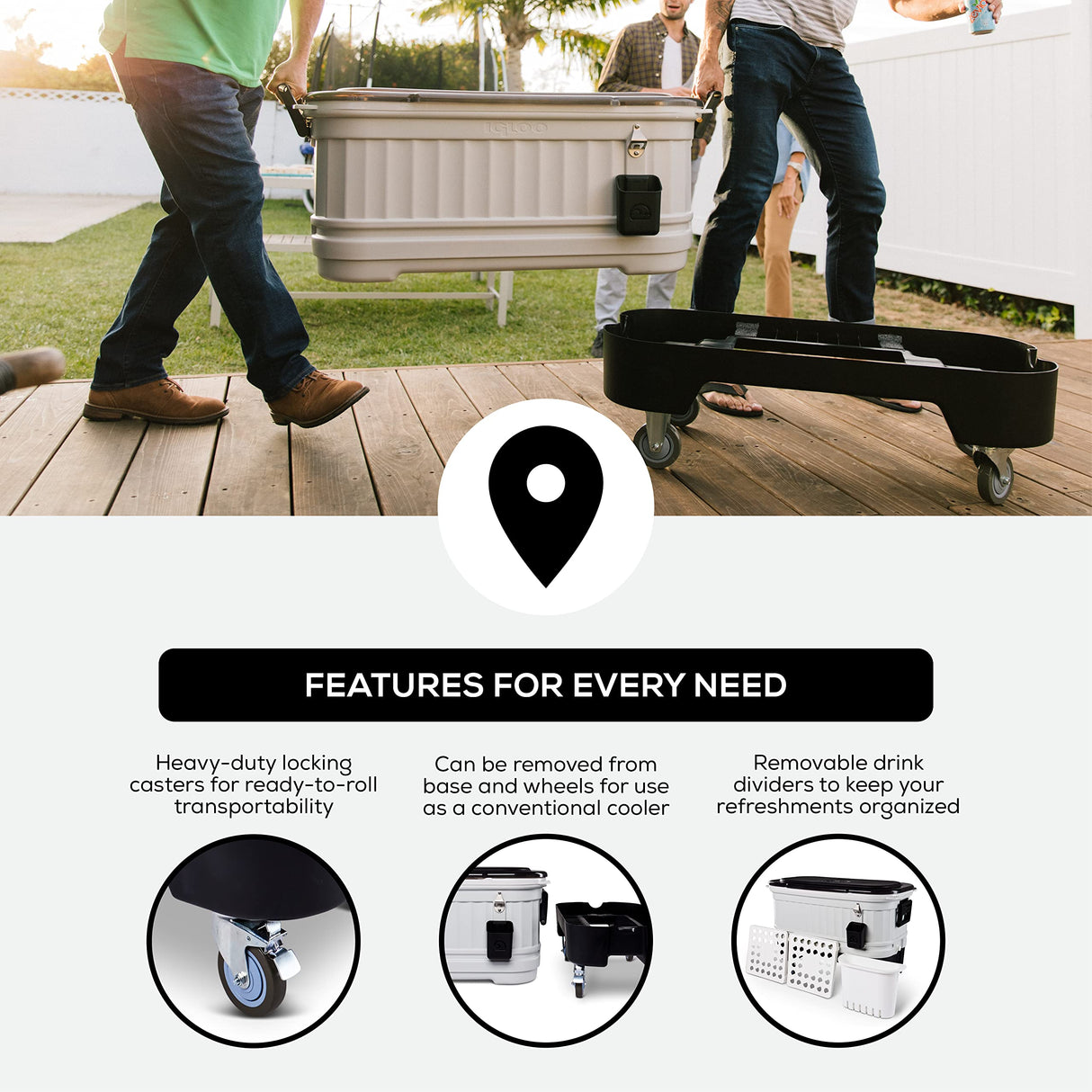 Igloo 125 qt Gray Party Bar Wheeled Cooler Igloo