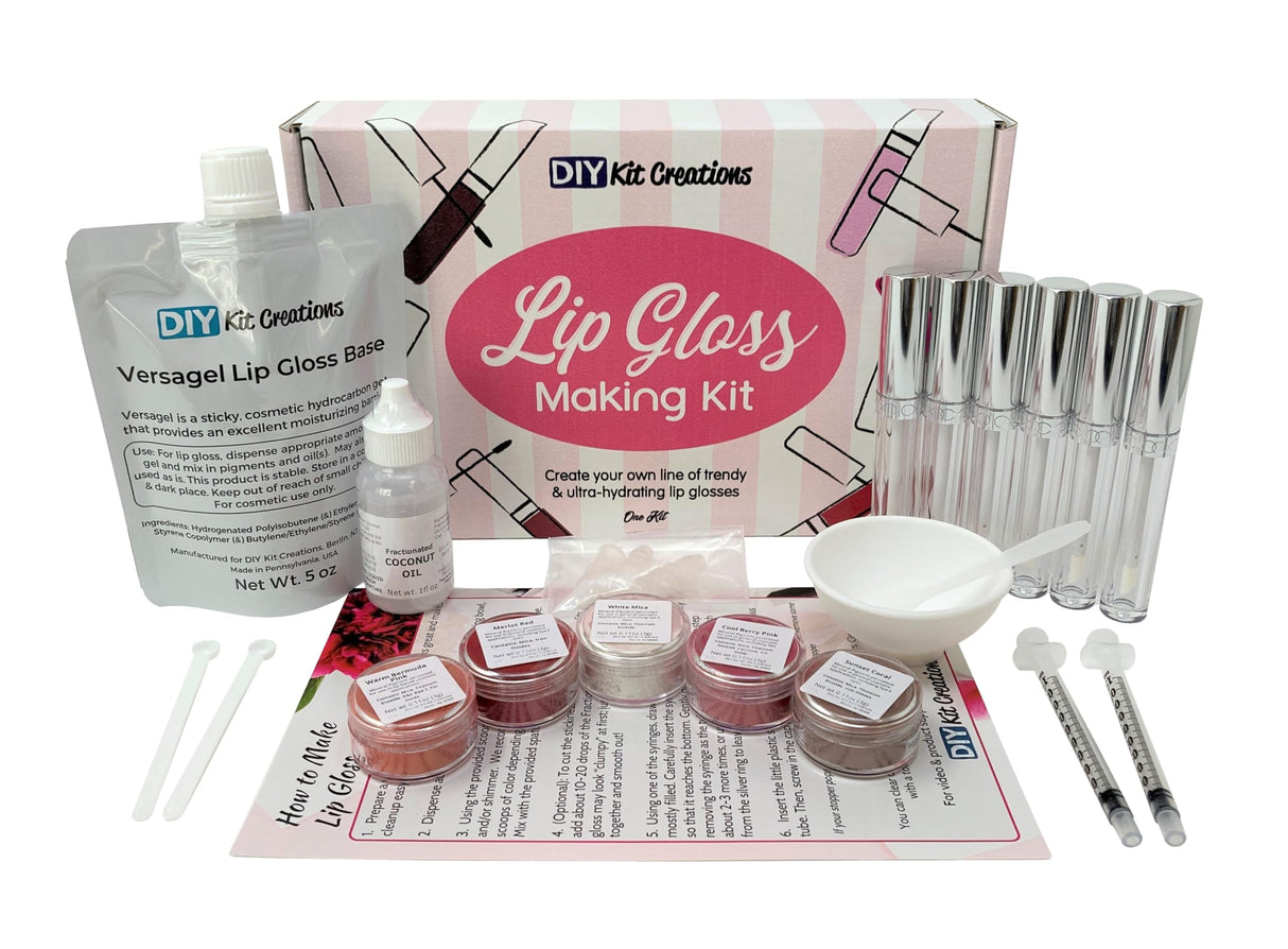 DIY Kit Creations Lip Gloss Making Kit (Standard Kit, 6 Tubes) Made in the USA DIY Kit Creations