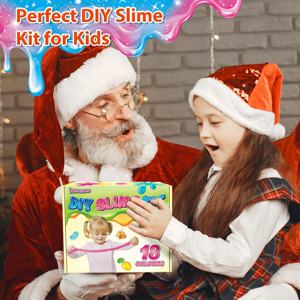 18 Cups DIY Slime Kit, Slime Making Kit for Girls, Crystal Clear, Glow in The Dark Slime with Add-ins, Foam Balls, Charms, Party Favors Gift Toys for Kids 3-12 YOPINSAND