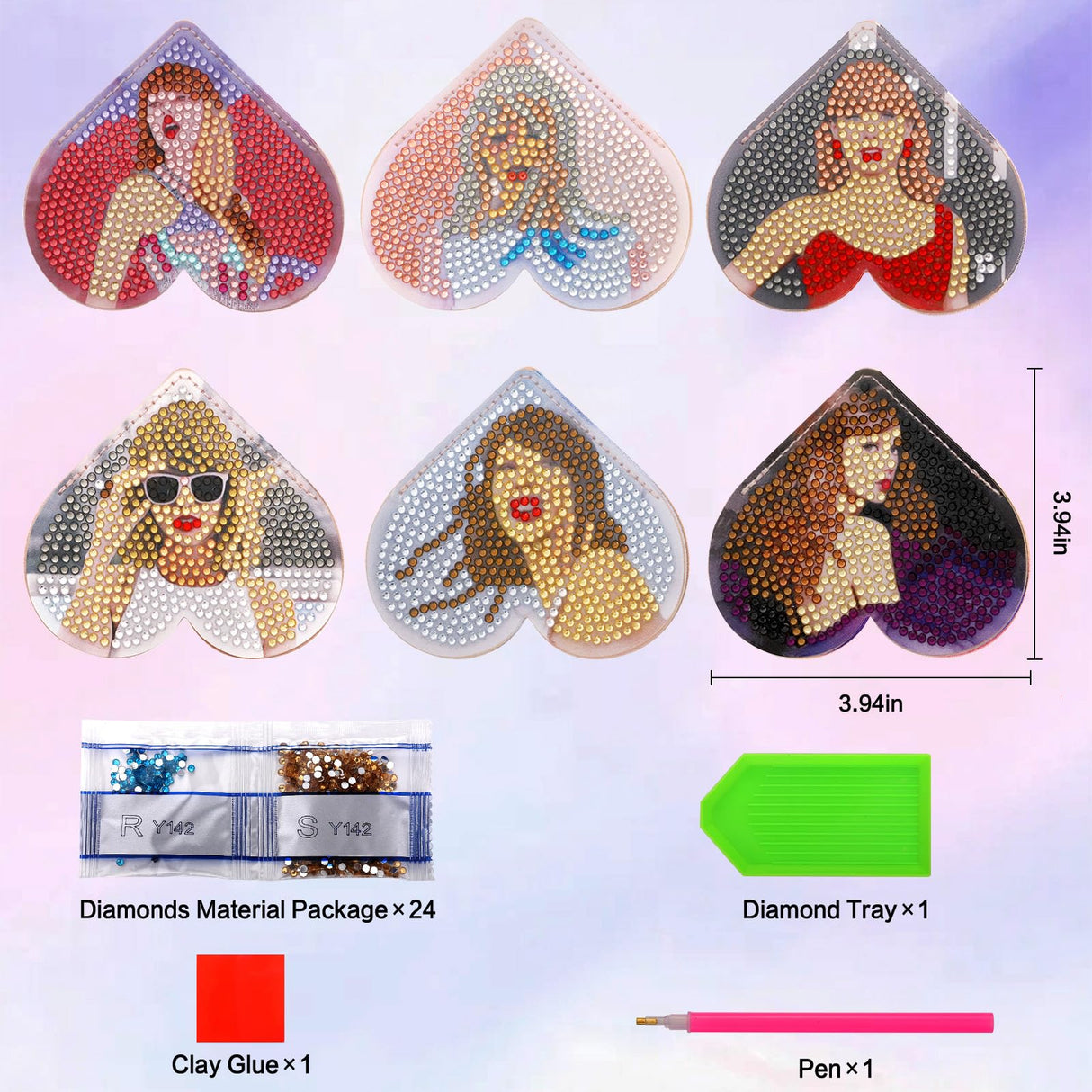 6 Pcs Diamond Art Bookmarks, Leather Heart Cute Bookmark,DIY Diamond Painting Bookmarks Gifts for Women and Girls, Diamond Art Kits for Adults Crafts(Singers) stnckic