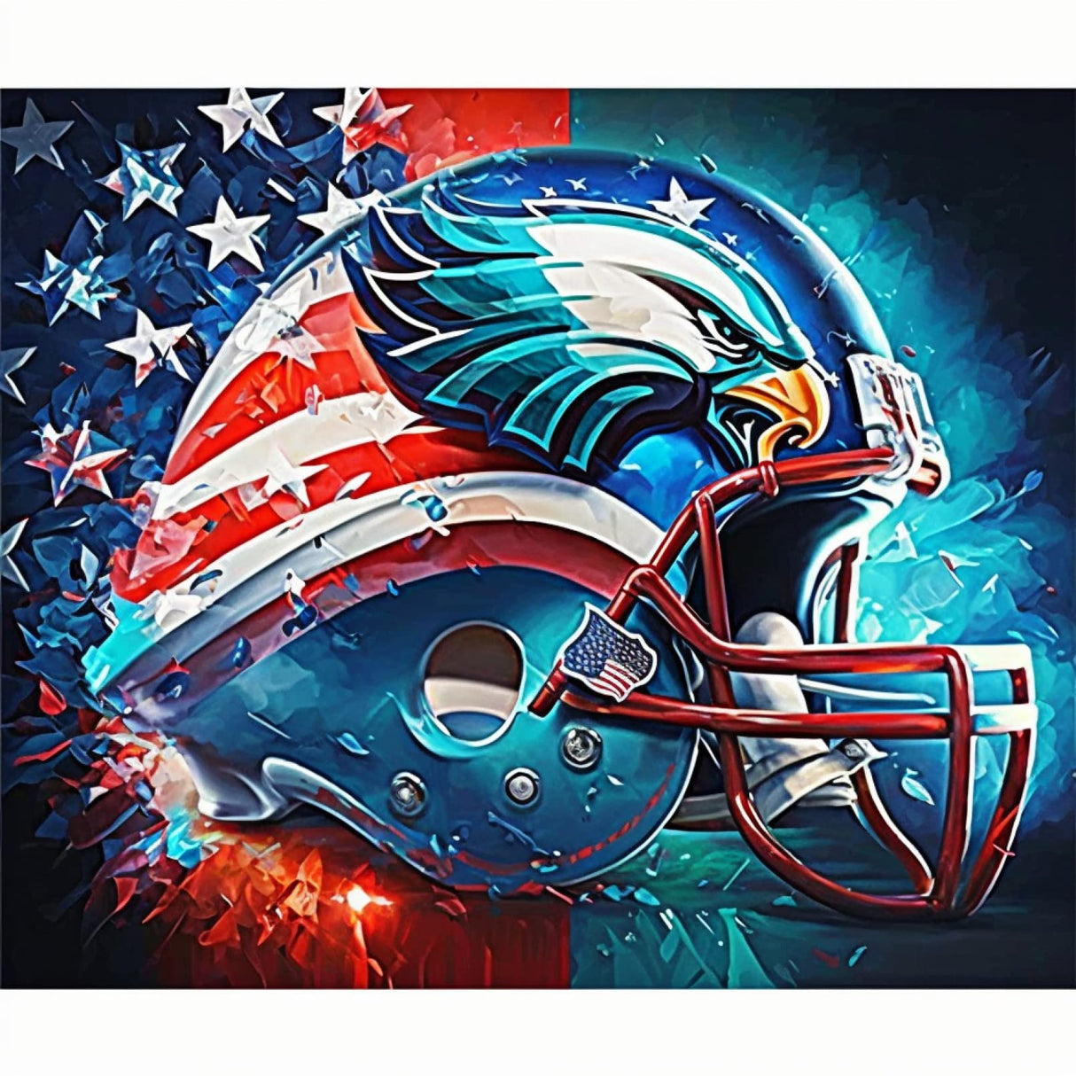 IREDLII Football Helmet 5D Diamond Painting Kits for Adults,Lightning Diamond Art Kits for Helmet Beginner,DIY Full Round Diamond Dots for Adults with Craft Art Kits for Home Wall Decor 16x20 Inch IREDLII