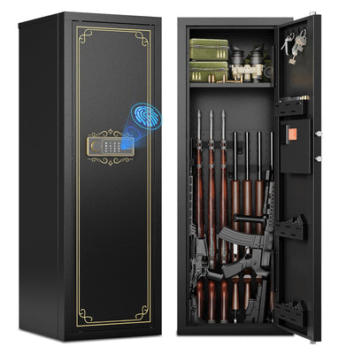 10-15 Gun Safe for Rifles and Pistols Biometric Gun Cabinet for Rifles and Shotguns Fingerprint Rifle Safes for Home Clearance Gun Safe Long Gun Locker with Removable Shelf Gun Rack Unassembled
