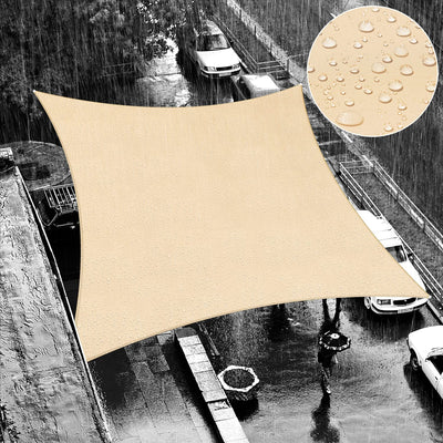 ShadeMart 14' x 14' Beige Square Waterproof Sun Shade Sail Canopy Awning, 95% UV Blockage & Water Resistant smTADS14, Outdoor Backyard Patio Garden Carport - We Make Custom Size