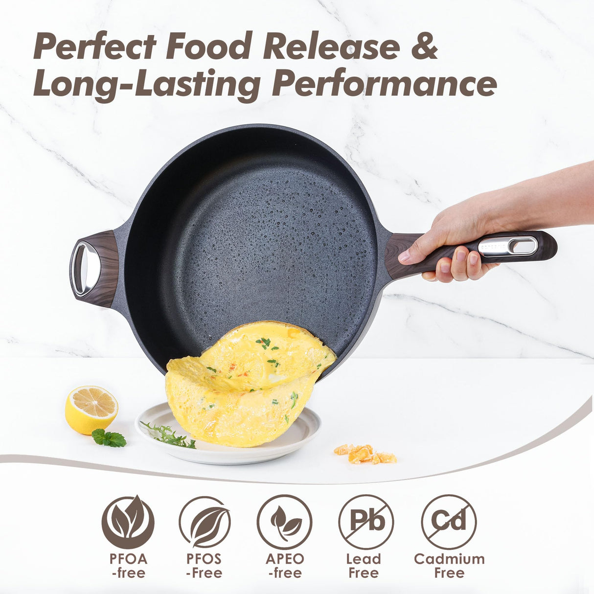 SENSARTE Nonstick Frying Pan Skillet with Lid, 12 Inch Large Deep Frying Pan, 5 Qt Non Stick Saute Pan with Cover, Induction Pan, Healthy Non Toxic Cooking Pan with Helper Handle, PFOA PFOS Free SENSARTE