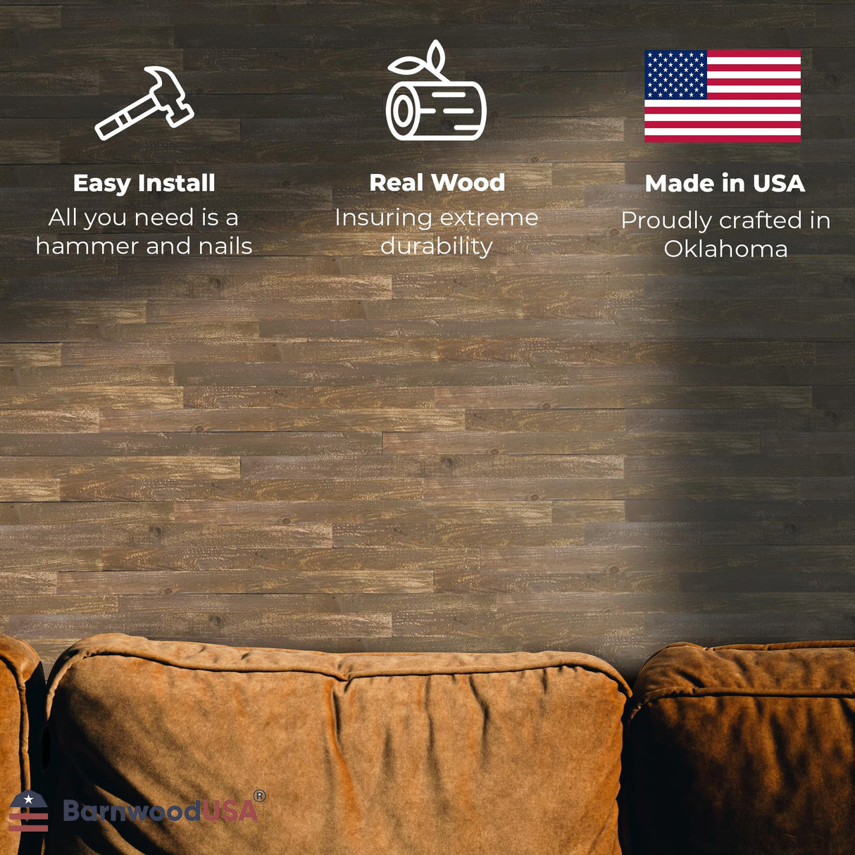 Real Reclaimed Wood Planks – Easy Nail-Up Shiplap Panels for Rustic Wood Wall Paneling – Farmhouse Style DIY Accent Wall – Made in USA (Espresso Brown, 10 Square Feet) BarnwoodUSA LLC