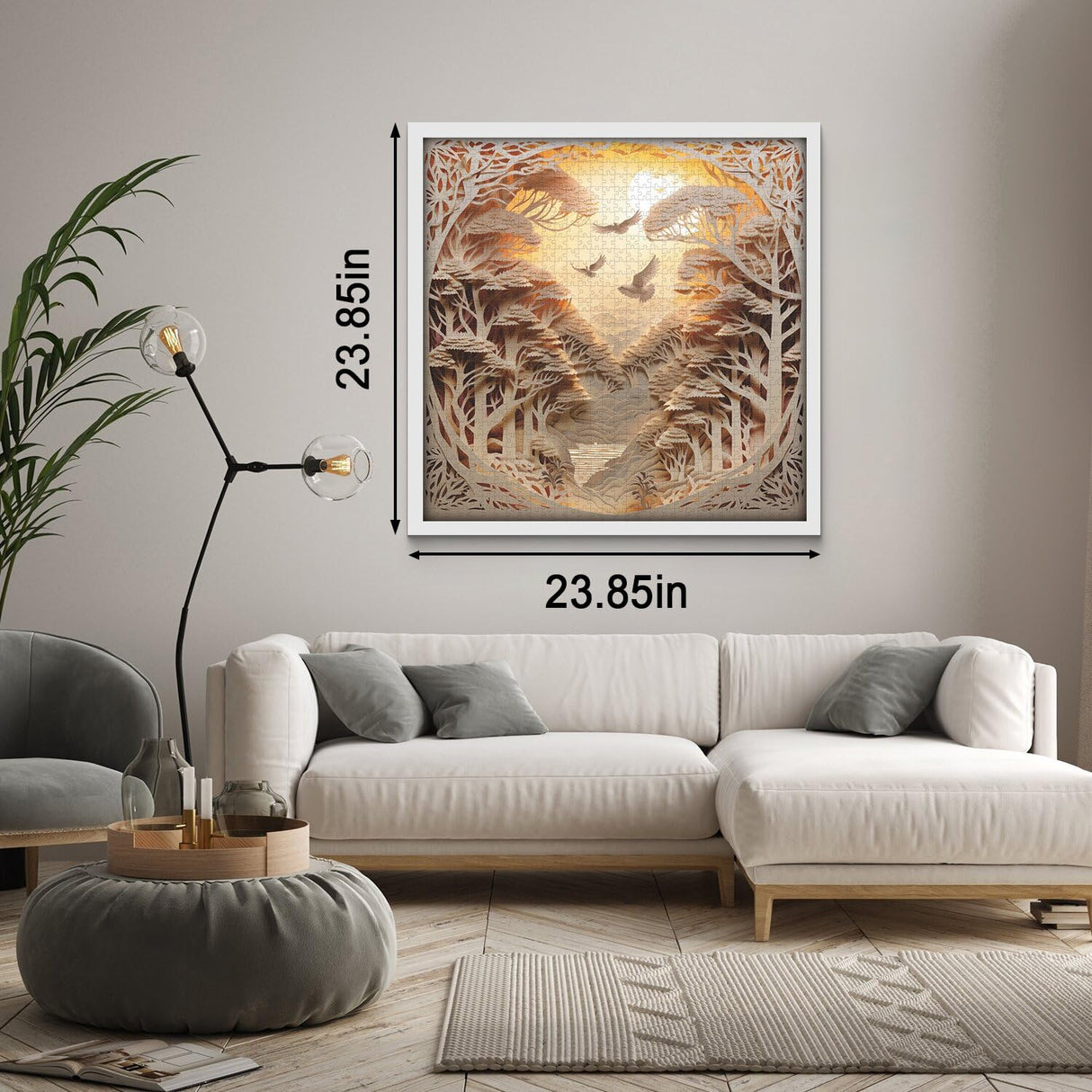 Forest Sunset Puzzles for Adults 1000 Pieces, Difficult Challenge Tree of Life Jigsaw Puzzles, Autostereoscopy River Scene Paper Art Puzzles as Wall Decor PPuzzling