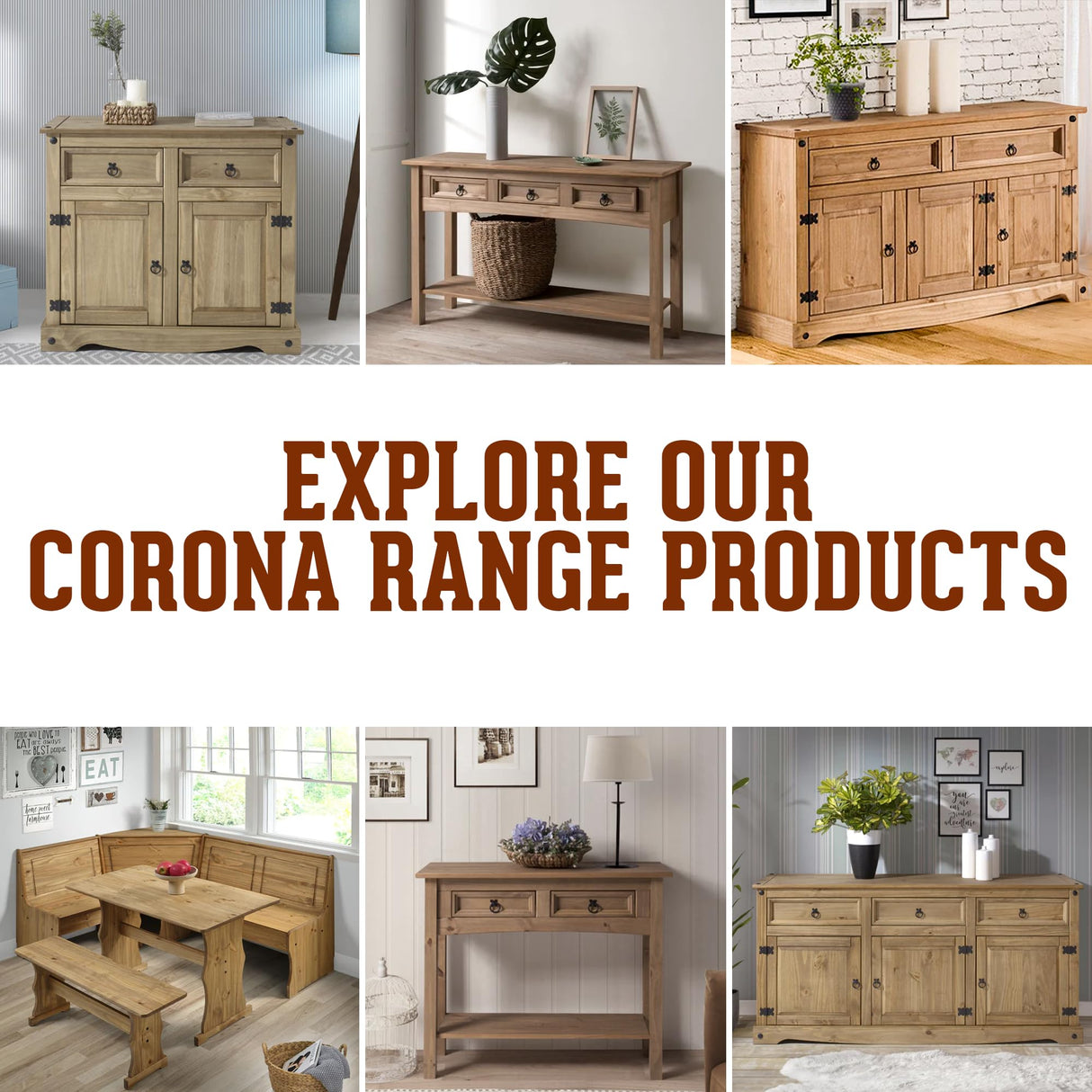 Furniture Dash Solid Wood Corner Dining Set 64.8" W x 19.9" D x 33.4" H- Farmhouse Table and Bench Set, Farmhouse Furniture for Dining Room - Corona Collection Furniture Dash