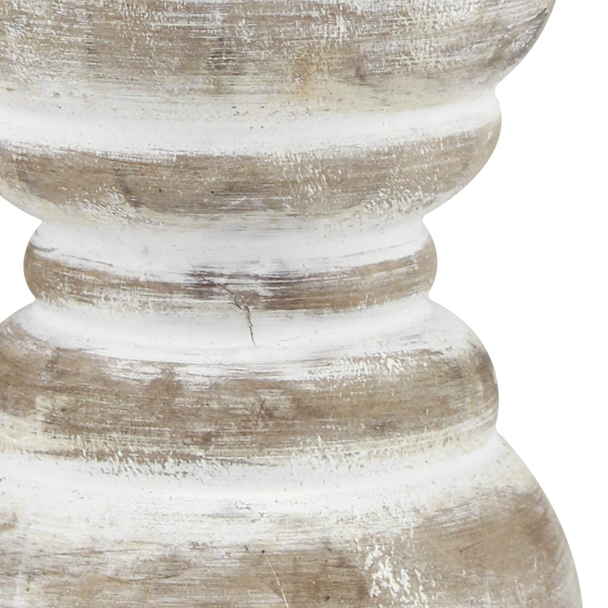 Stonebriar Antique White Wooden Pillar Candle Holder, Vintage Seaside Pillar Stand for Dining Table Centerpiece, Coffee Table, Mantel, Or Any Table Top, Small Stonebriar