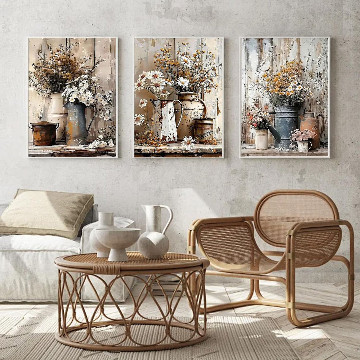 Diamond Art Kits for Adults Beginner, 3 Pack Rustic Farmhouse Daisy Painting Diamond Kits 5D Diamond Dots Gem Art Crafts with Tools Round Full Drill Funny Crafts for Home Wall Decor&Gift 12x16 inch Fairyland JinWenn