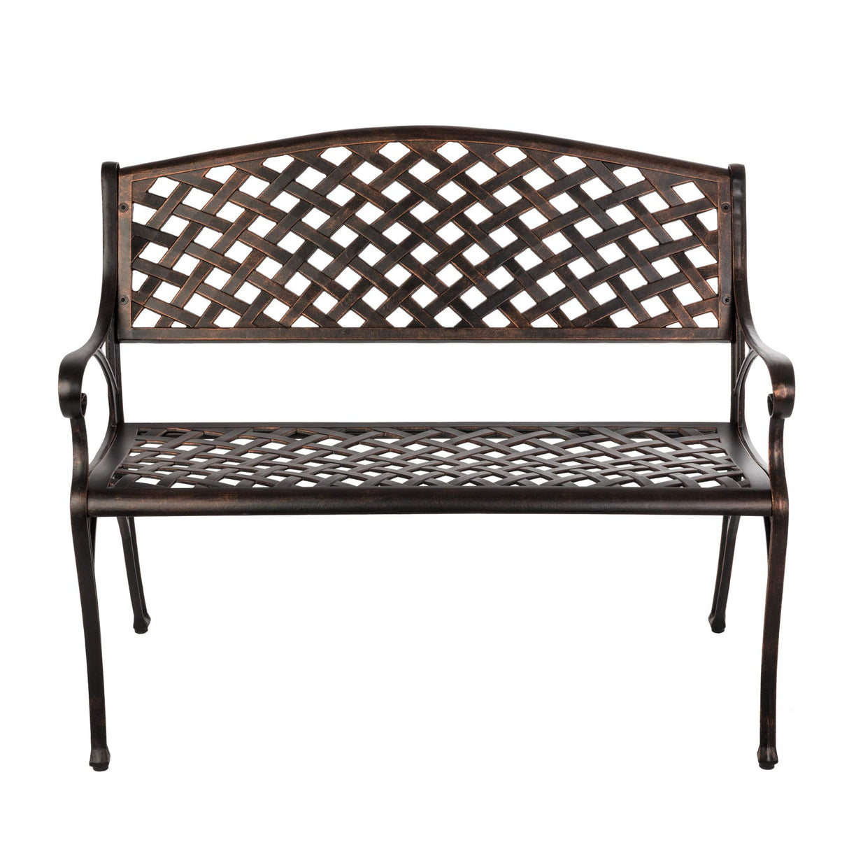 Balkene Home 61491 Patio Bench Cast Aluminum Lightweight Sturdy Bench Perfect for Relaxing Pause in Garden, Backyard Patio Basketweave Design - Antique Bronze Finish Patio Sense