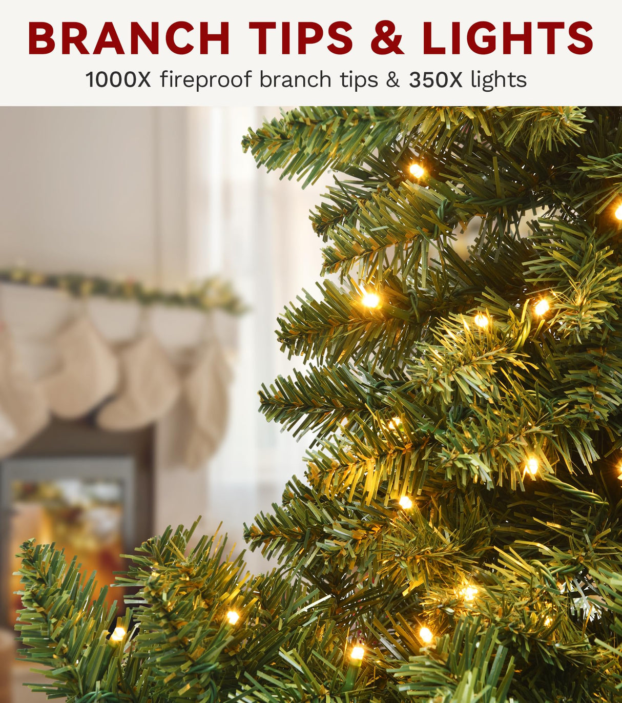 DWVO 7.5 FT Pre-Lit Slim Pencil Fraser Fir Artificial Christmas Tree with 350 Lights and 1000 Branch Tips, Green DWVO