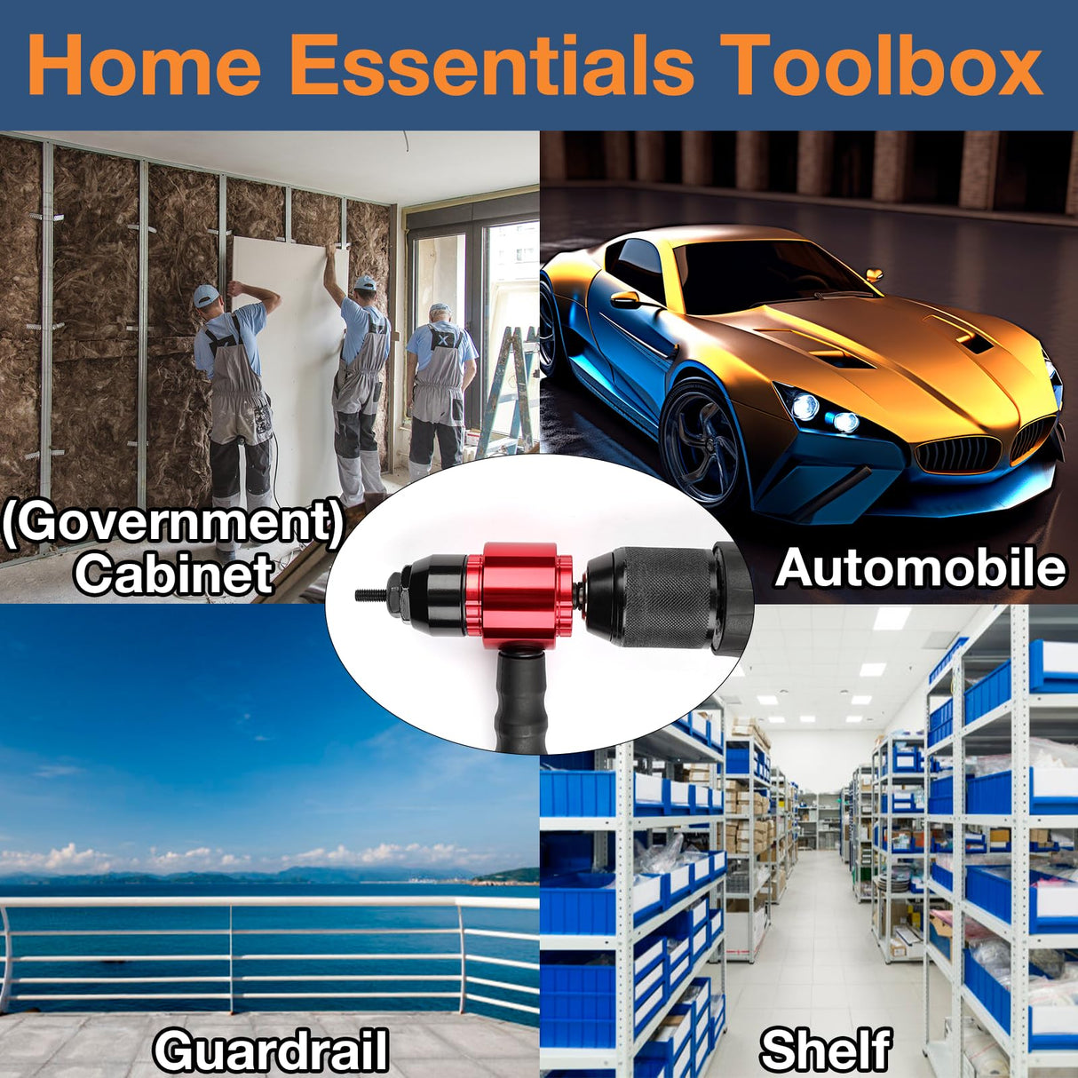 YUZES Rivet Nut Tool Adapter for Cordless Drill Electric- Newly Labor-Saving Rivet Nut Gun Kit with 5 Metric and 5 SAE Mandrels and 50Pcs Assorted Rivet Nuts, Rugged Carrying Case YUZES