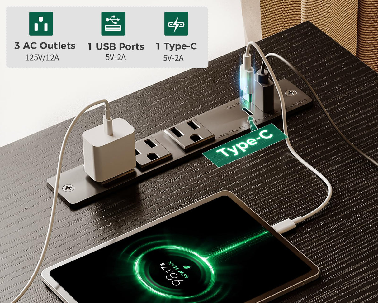 AODK 48 Inch Small Computer Desk with Power Outlets & Type-C, Home Table with Storage Shelves, Student Laptop PC Desks for Small Spaces Home Office Writing Desk, Kids Desk, Black AODK