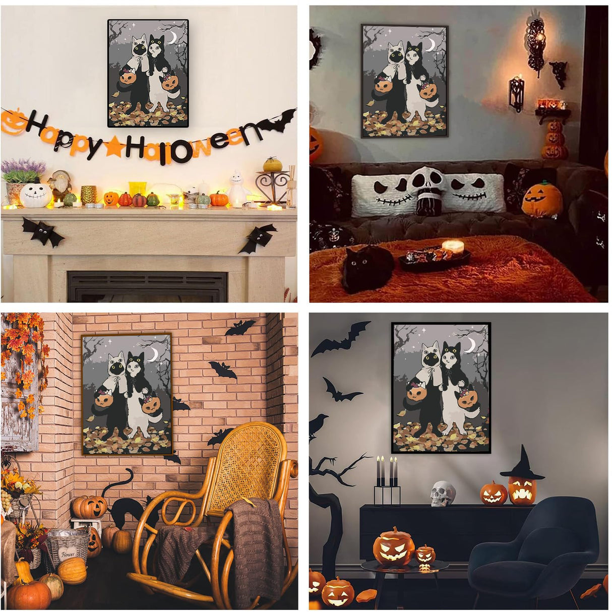 Halloween Paint by Numbers Kits for Adults - Painting by Numbers Kit Halloween, Cat Adults Paint by Number Kits on Canvas Without Frame Oil Painting Acrylic Paints for Home Wall Decor 16X20 inch ajepon