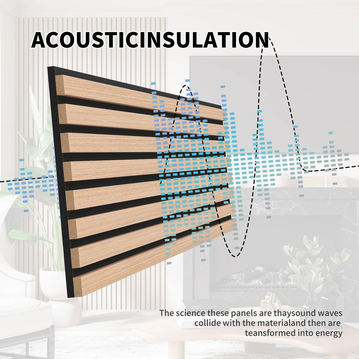 POHARE Wood Slat Wall Panels, 2 Pack Accent Decorative Acoustic Wood Slats for Wall and Ceilings, Acoustic Panels for Interior Wall Décor on Felt Back Board, Oak, 8 x 1 ft POHARE