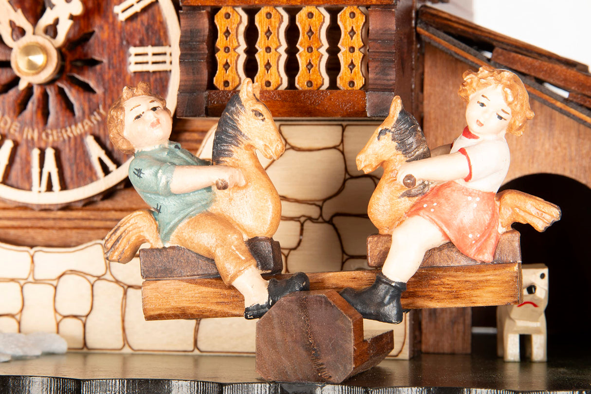 Cuckoo-Palace Large German Cuckoo Clock - The Seesaw Mill Chalet with Quartz Movement with Moving Seesaw - Black Forest Clock Cuckoo Palace