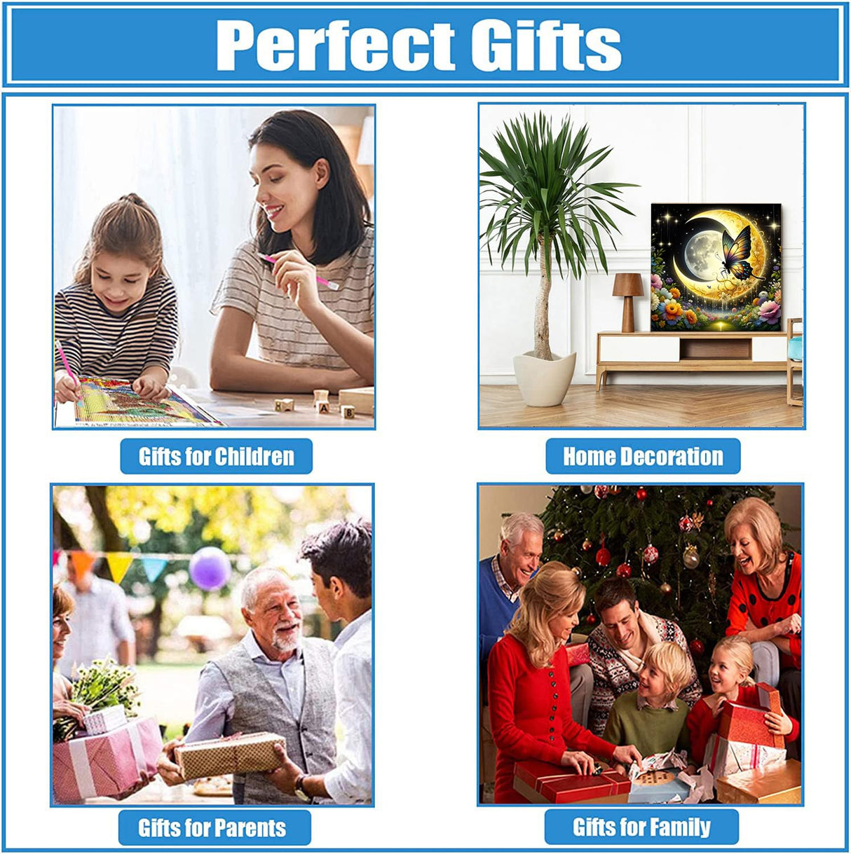 GDYEEH DIY 5D Fairy Diamond Art Kits, Round Full Drill Sparkling Moon Flowers Diamond Painting Picture, Dreamland Diamond Painting Art Kits Craft for Adults Beginners, Home Wall Decor 12x12 inch GDYEEH