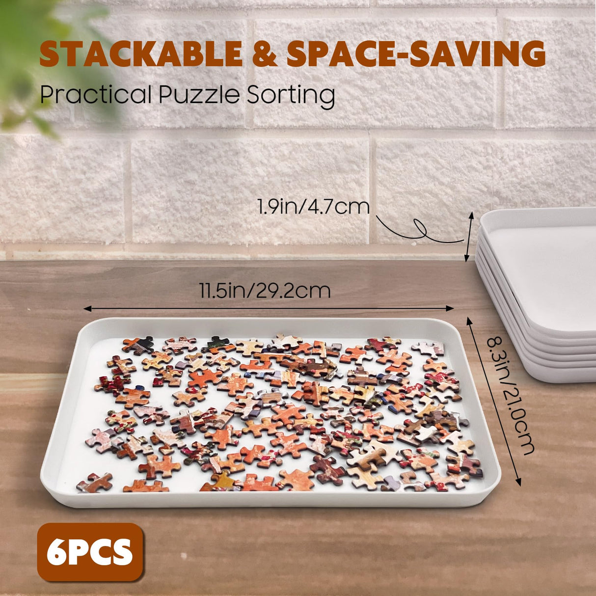 Nariolar 11.5 x 8.3 in Puzzle Sorting Trays Stackable, 6-Pack Puzzle Piece Sorter Trays for 1000/1500/2000 Pieces Nariolar