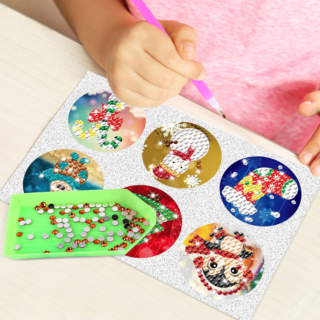 MEIEST 48 PCS Colorful Christmas Art Diamond Envelope Seals Kits,5D DIY Diamond Painting Mosaic Stickers by Numbers Crafts Set for Kids and Adults,Creative Handmade Art Craft Gift MEIEST