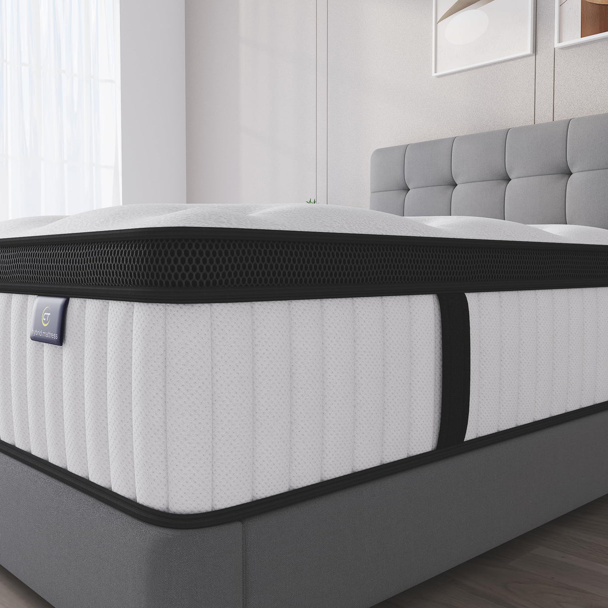 cemtip Queen Mattress, 10 Inch Hybrid Mattress in a Box, Memory Foam and Pocket Springs, Fiberglass Free, Soft and Breathable, Medium Firm Feel cemtip