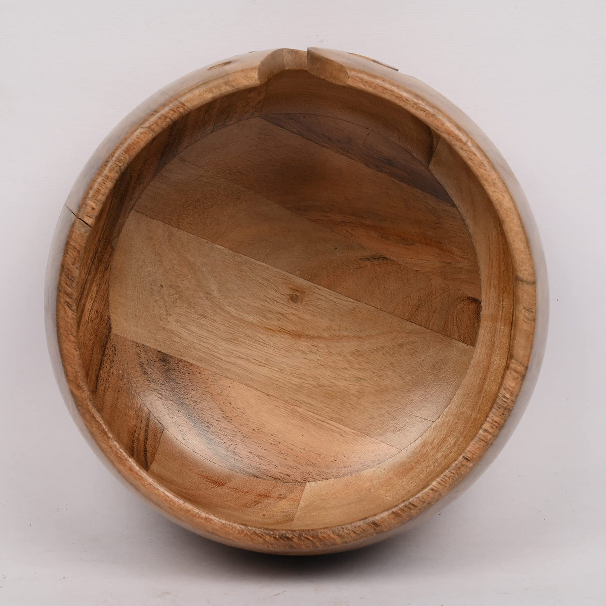 EDHAS Acacia Wood Yarn Bowl Holder | Handmade Holder with Holes | Yarn/Wool/String Storage Accessory (7" x 7" x 4") EDHAS