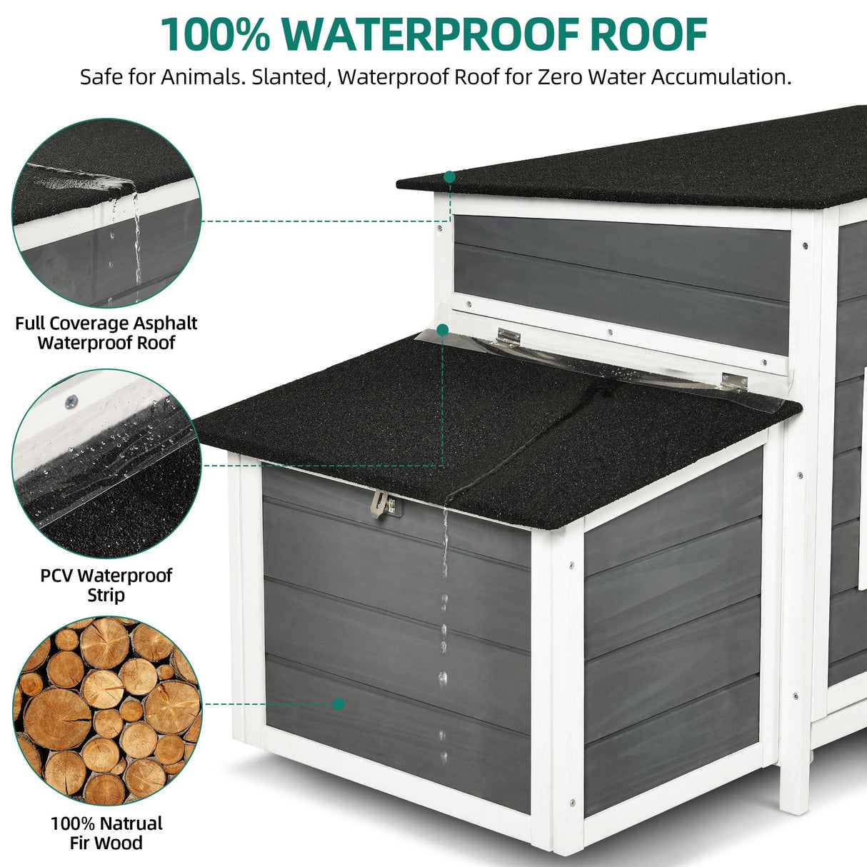 YITAHOME Chicken Coop 11.5ft² Large Wooden Chicken House Chicken Pen Outdoor with 2 Nesting Boxes Poultry Cage Rabbit Hutch Duck Cage with Weatherproof Roof (Grey) YITAHOME