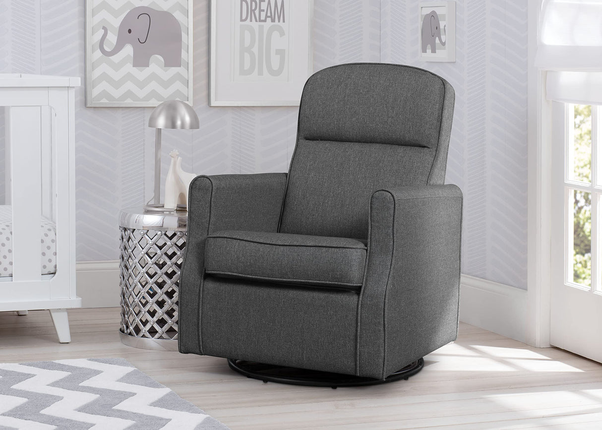Delta Children Blair Slim Nursery Glider Swivel Rocker Chair, Charcoal Delta Children