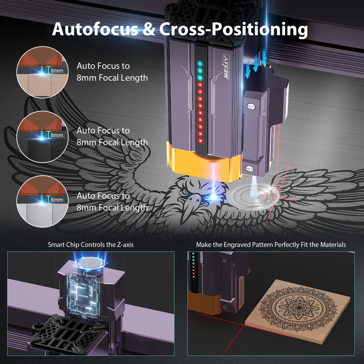 ATEZR L2 36W Laser Engraver with Air Assist & 12“*12” Honeycomb Laser Bed ATEZR