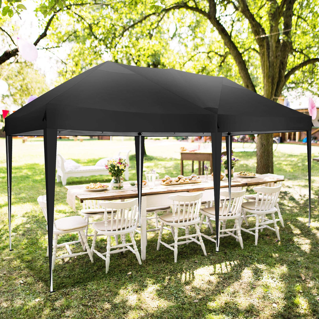COBIZI 10x20 Pop Up Canopy Tent with 6 Sidewalls Tents for Parties Waterproof Camping Canopy Ez Up Party Tent Outdoor Portable Gazebo for Backyard Commercial Event Tent, Black COBIZI