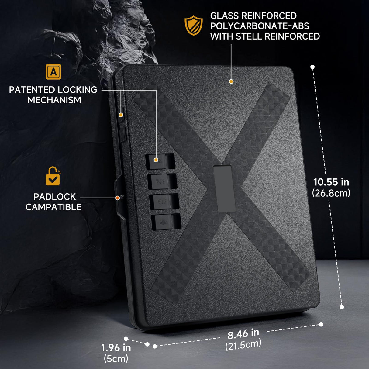 NIANPU Gun Safe Alternative,Portable Gun Case Handgun Lock Box Quick Access Pistol Safe Small Handgun Storage with TSA Padlock,Instant Access Gun Box for Bedside and Car (With Brand Logo, 1) NIANPU