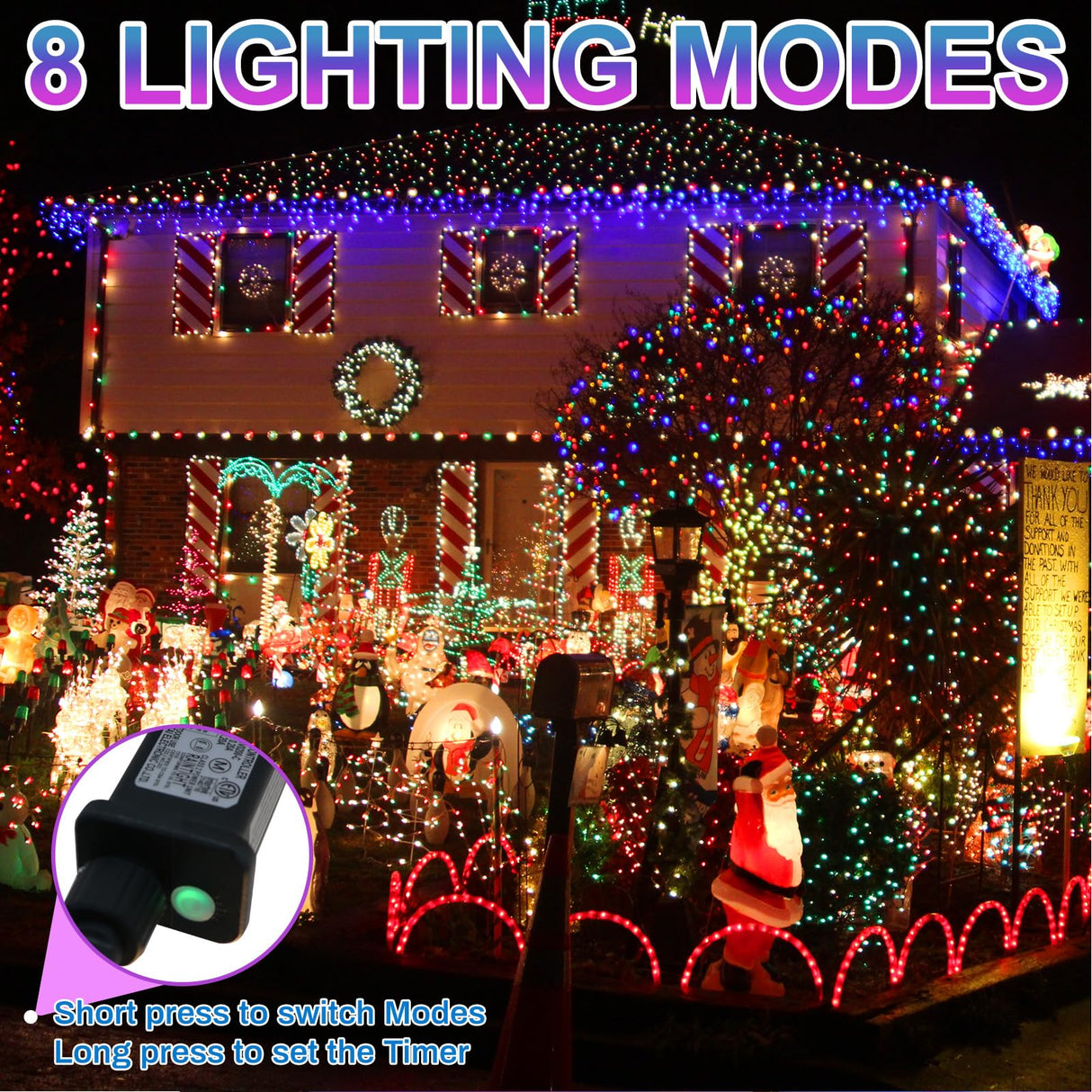 Christmas Lights 1000LED 66FT Waterproof Outdoor Christmas Lights Timer 8 Modes Twinkle Fairy Lights LED String Lights Indoor Christmas Tree Lights for Wedding Party Yard House Decor(Multicolour) JEAYYDSI