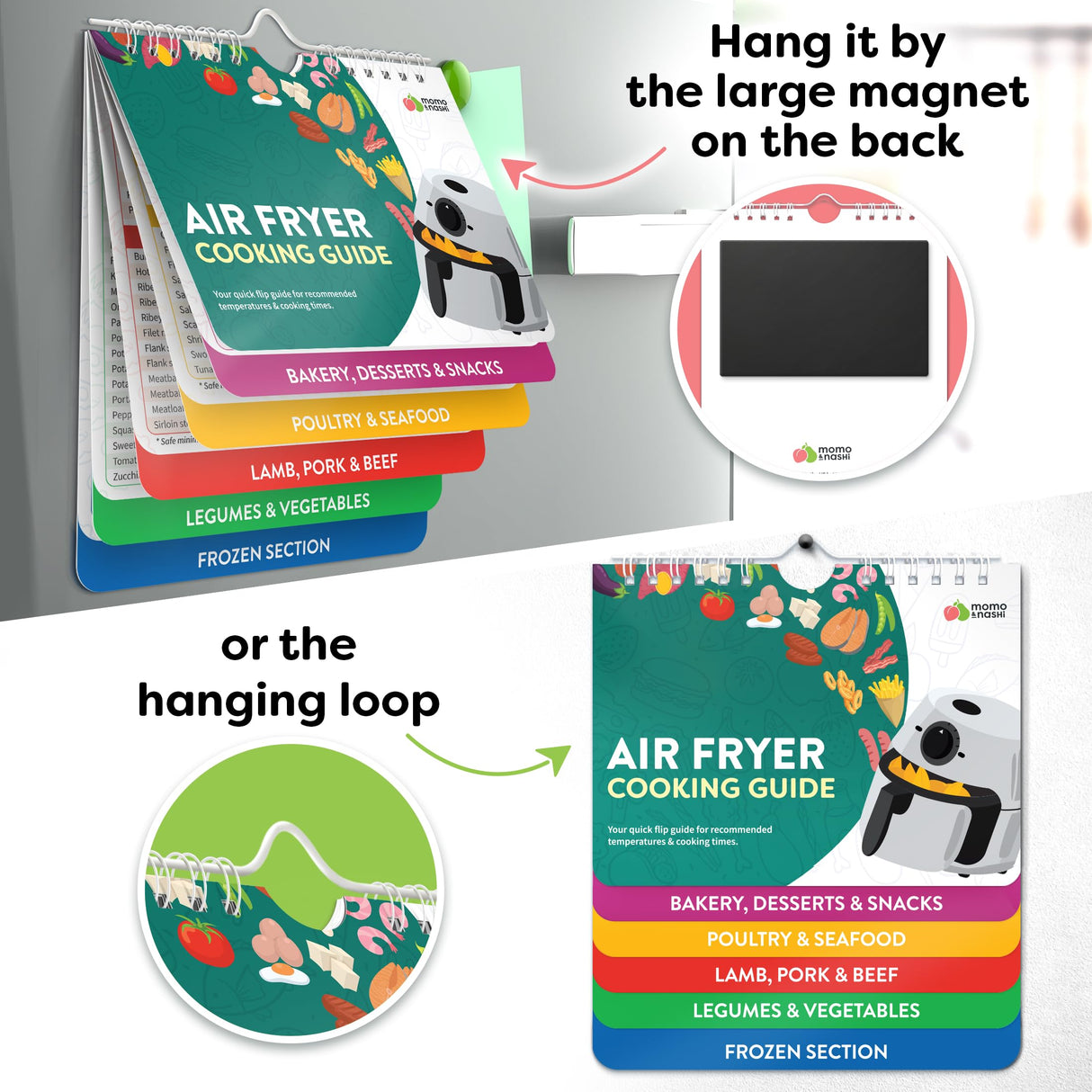 Air Fryer Cheat Sheet Magnets Cooking Guide Booklet - Air Fryer Cookbooks - Air Fryer Liners - Air Fryers Kitchen Gifts Gadgets 2024 - Air Fryer Accessories - Air Fryer Cooking Guide Airfryer Liners Momo & Nashi