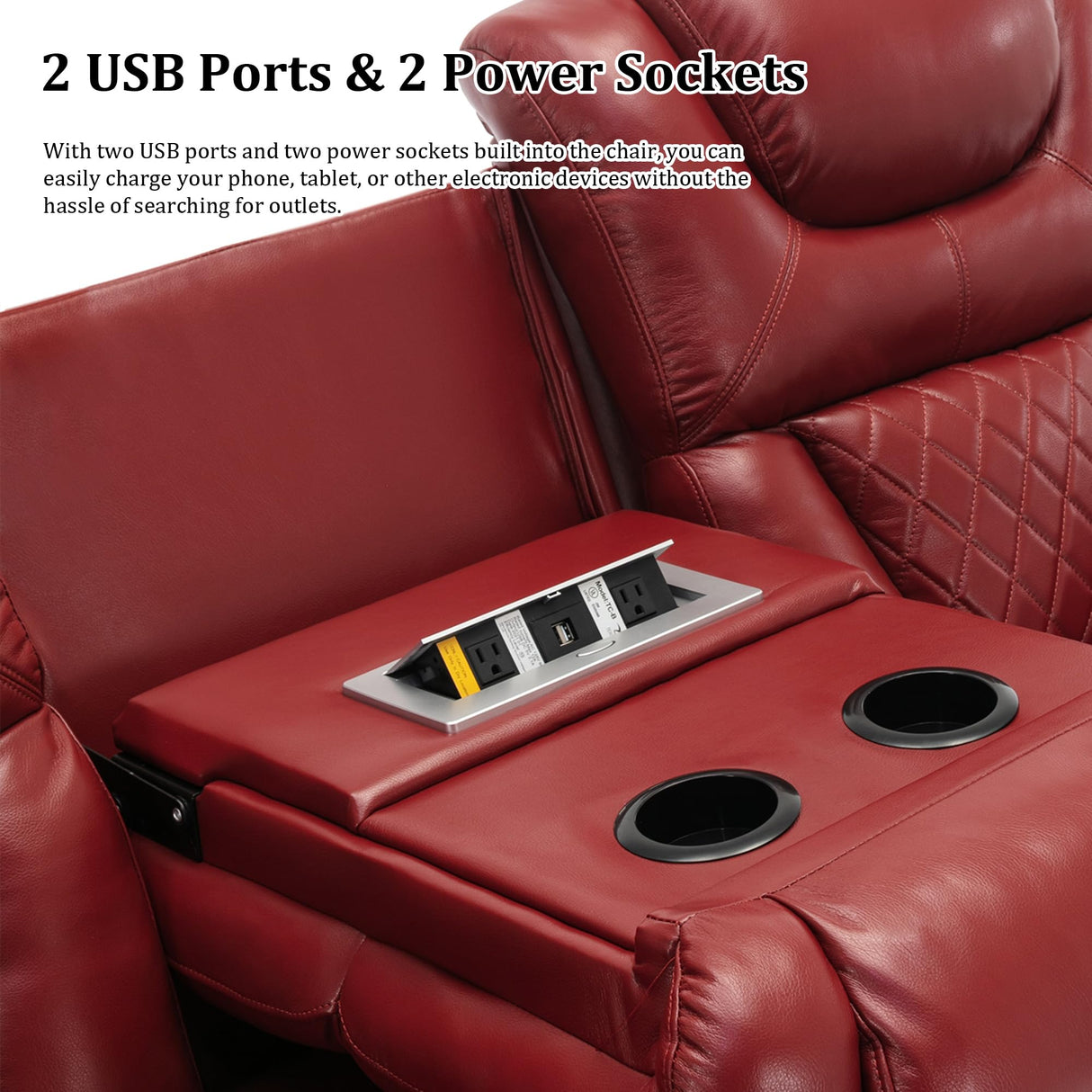 Olodumare 3 Pieces Living Room Furniture Sets,Recliner Leather Sectional Sofa, Home Theater Seating Manual Recliner with Center Console and LED Light Strip for Living Room, Office.Wine Red(3+2+1 Olodumare