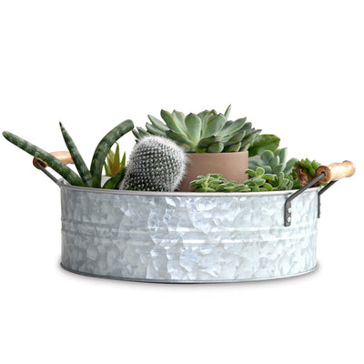 OUTSHINE Galvanized Metal Tray for Storage and Farmhouse Decor | Decorative Tray for Coffee Table, Kitchen, Bathroom, Pantry, Wedding, Christmas, Easter