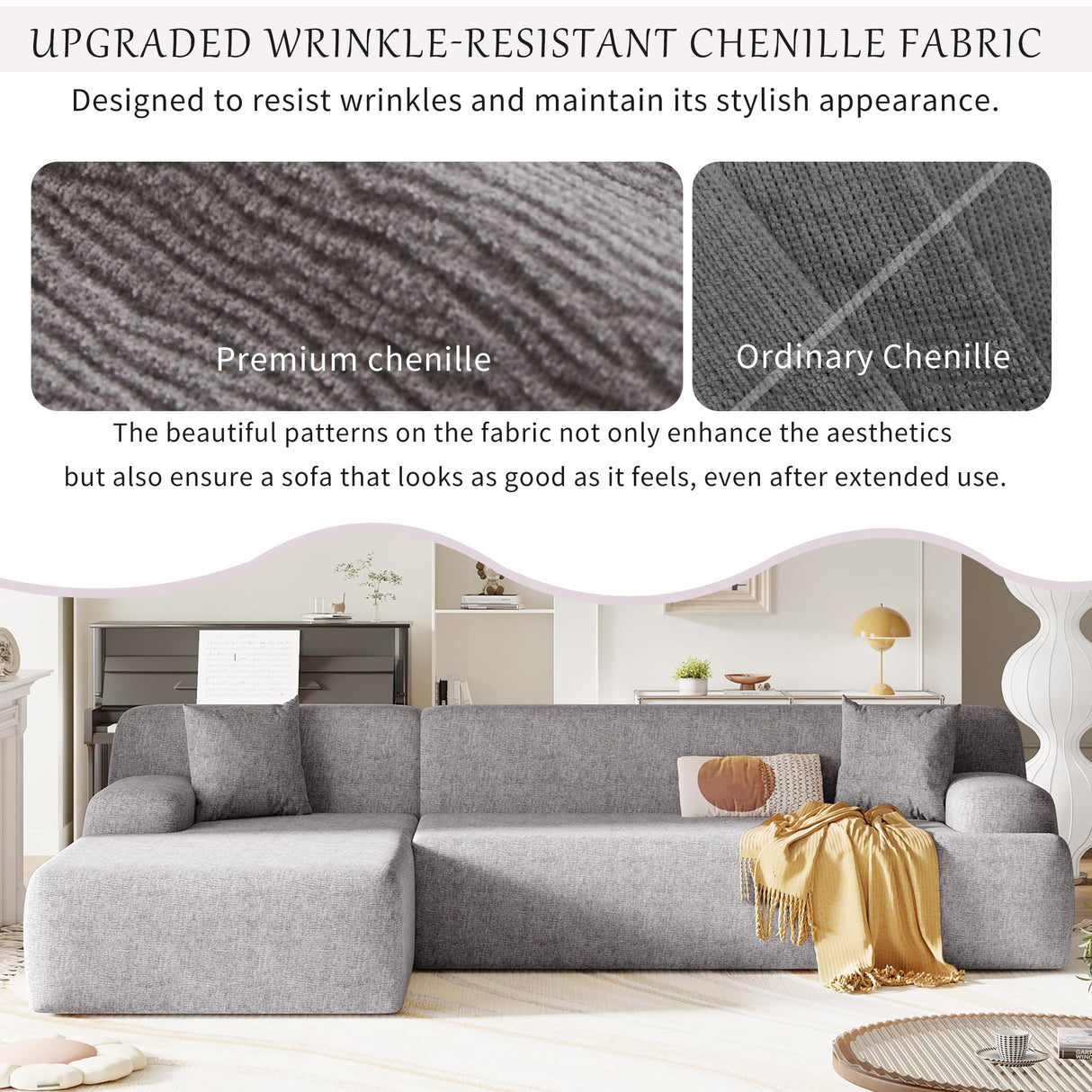 Merax L-Shape Modular Sectional Sofa Couch for Living Room,Modern Upholstered Sectional Couch 2 Piece Free Combination Sofa for Living Room Merax