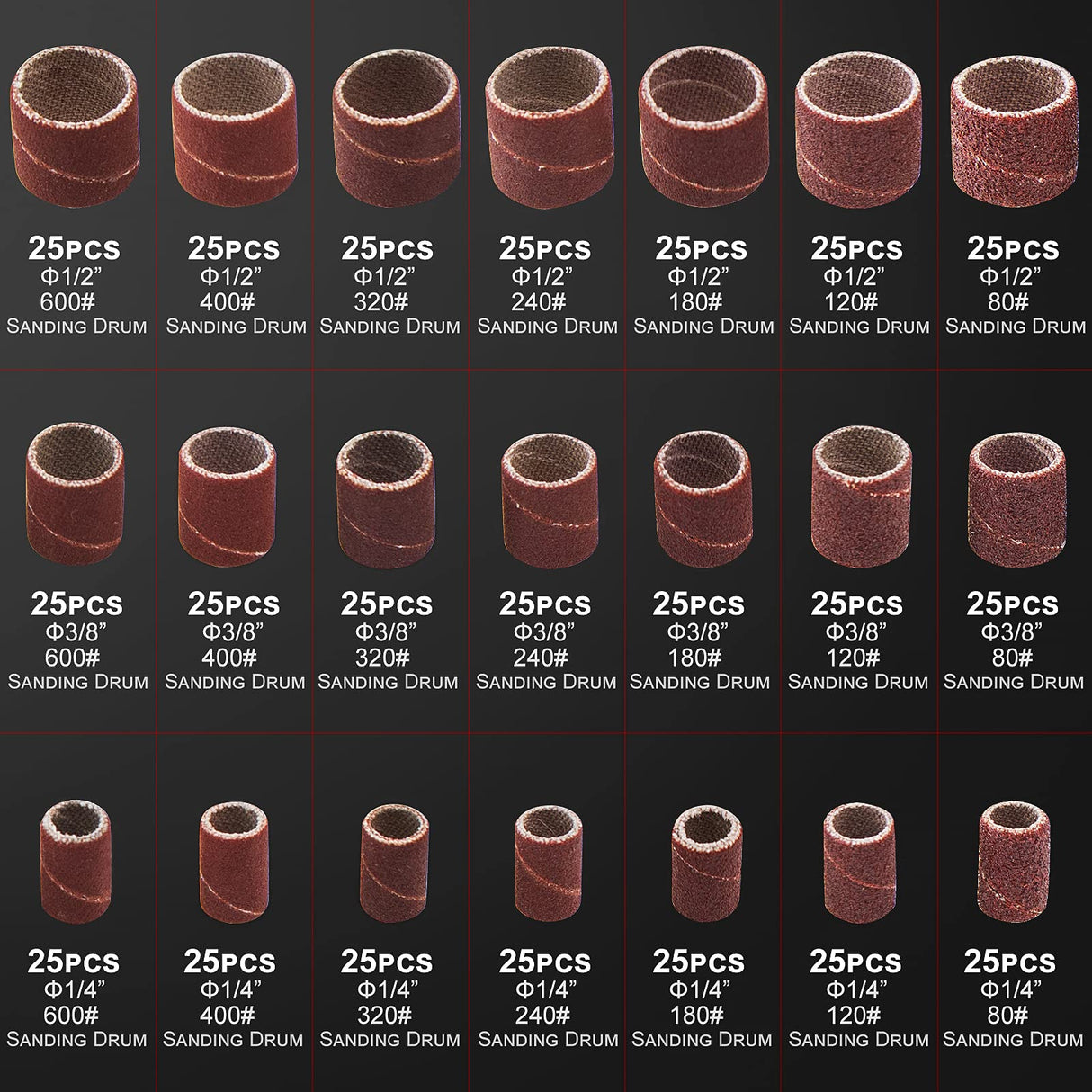 551pcs Sanding Drums for Rotary Tool,Sanding Bits Bands Sander Sandpaper for Drill Woodworking Accessories Juasky