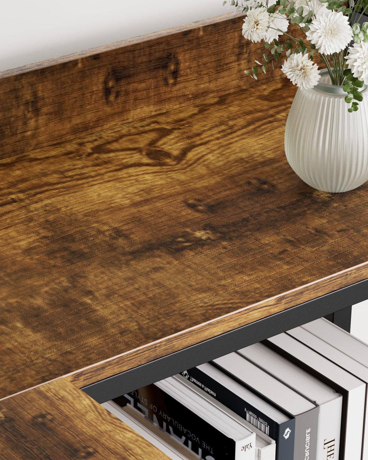 Aquzee Large 5-Tier Corner Bookshelf - Modern Tall Corner Shelf Storage Display Rack with Sturdy Metal Frame - Perfect for Living Room, Home Office, Books and Decor Display Aquzee